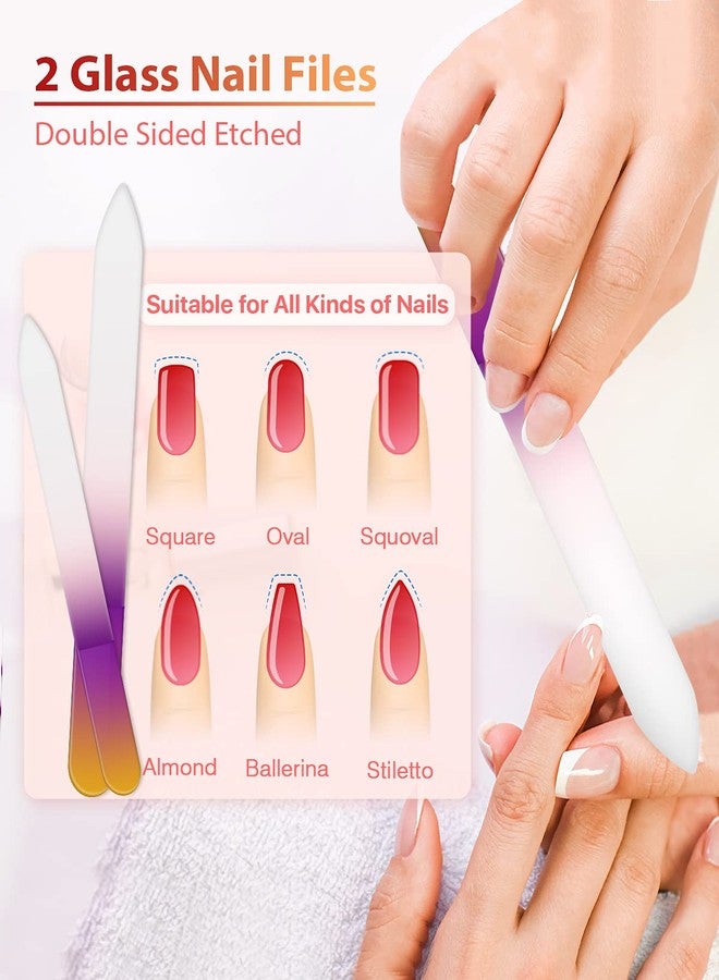 HealPure مبرد أظافر زجاجي وملمع أظافر، طقم فاخر مكون من 4 قطع: مبرد أظافر كريستالي وملمع أظافر زجاجي نانو، مع علبة، أداة مانيكير احترافية، مبرد أظافر تشيكي للأظافر الطبيعية، هدية للنساء والفتيات - Image 2